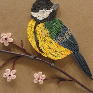 Quilling: mésange charbonnière et cerisier