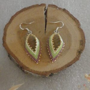 Boucles d'oreilles feuilles en perle